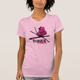 Camiseta del esquiador del negro del rosa de las
