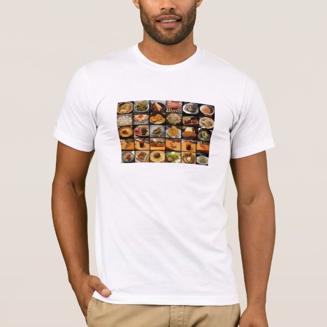 Camiseta Del este resuelve el este: Collage 2 de la comida (Anverso)