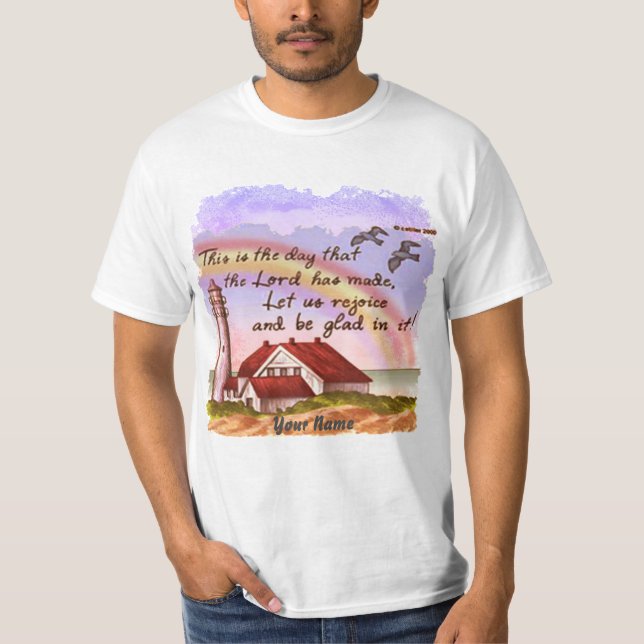 Camiseta del faro cristiano alegre (Anverso)