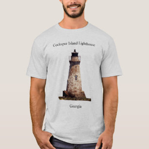 Camiseta del faro de la isla de Cockspur con letra