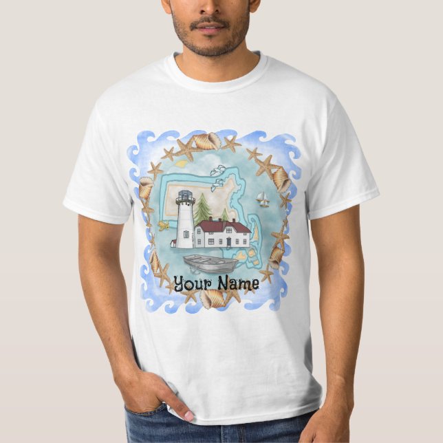 Camiseta del faro de Massachusetts Shells (Anverso)