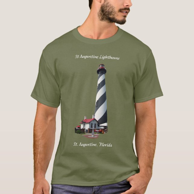 Camiseta del faro de St. Augustine con letras blan (Anverso)