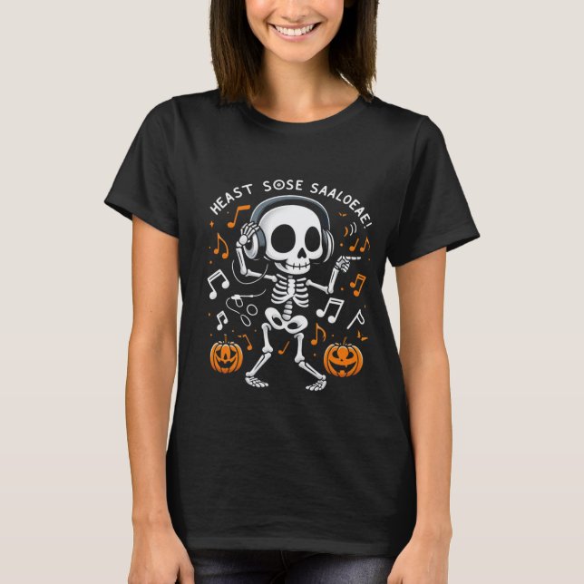 Camiseta del Fiesta musical de Halloween con esque (Anverso)