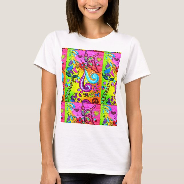 camiseta del flower power del hippie (Anverso)