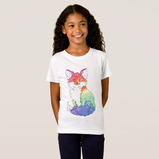 Camiseta del Fox del arco iris de los chicas (Anverso completo)