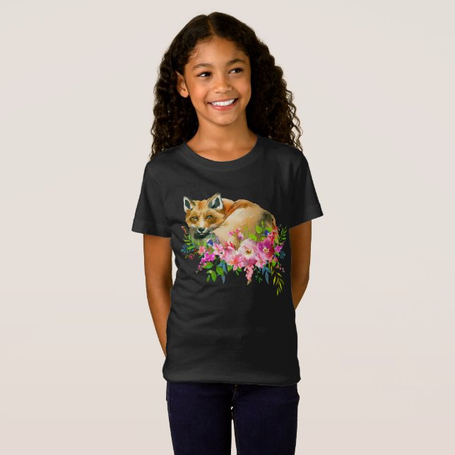 Camiseta del Fox rojo y del chica floral de la (Anverso completo)