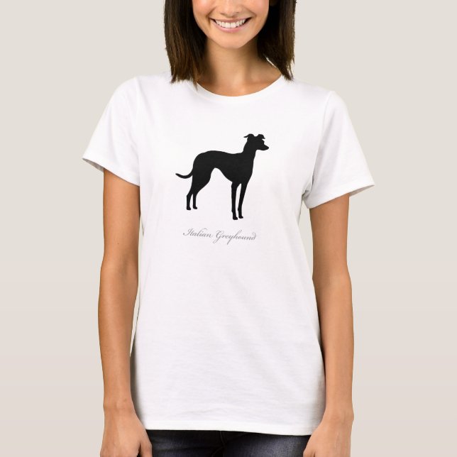 Camiseta del galgo italiano (silueta negra) (Anverso)