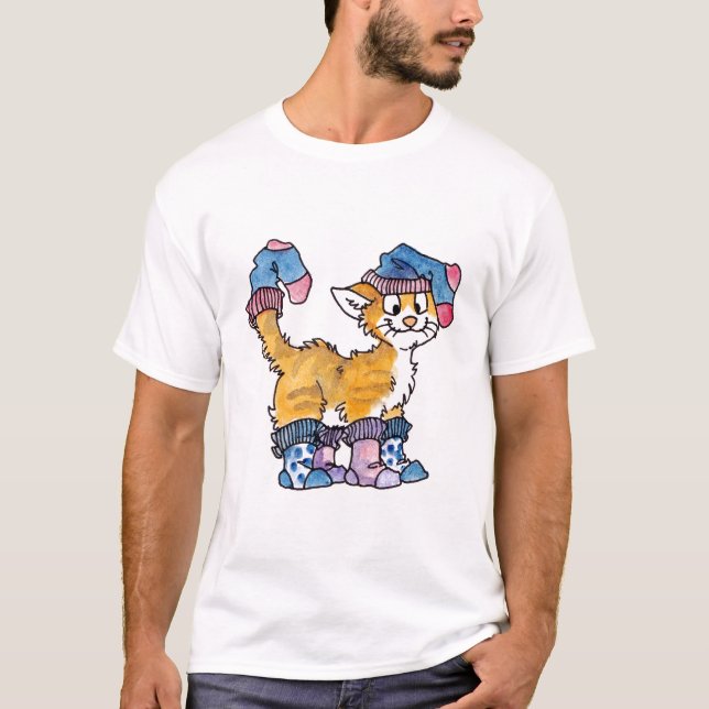 Camiseta del gatito del calcetín (Anverso)