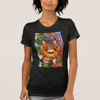 Camiseta del gato de la flor de Louis Wain del
