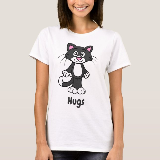 Camiseta del gato de Tuxedo abraza la camiseta (Anverso)