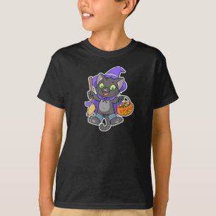 Camiseta del gato de Witchy Halloween