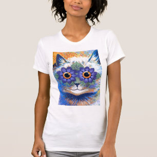 Camiseta del gato del flower power