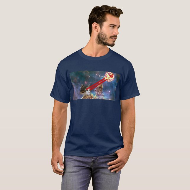 Camiseta del gato del laser (Anverso completo)