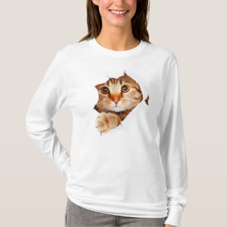Camiseta del gato del peekaboo
