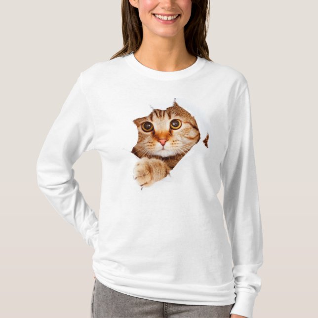 Camiseta del gato del peekaboo (Anverso)