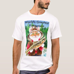 Camiseta del gato del pescador