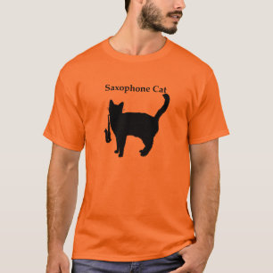 Camiseta del gato del saxofón