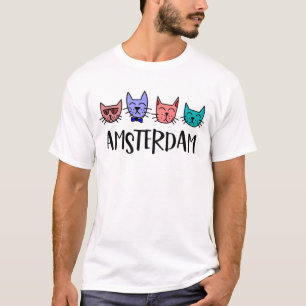 Camiseta del gato del Skyline de Amsterdam