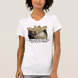 Camiseta del gato del vaquero