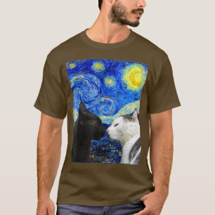 Camiseta del gato estrellado Van Gogh Cat