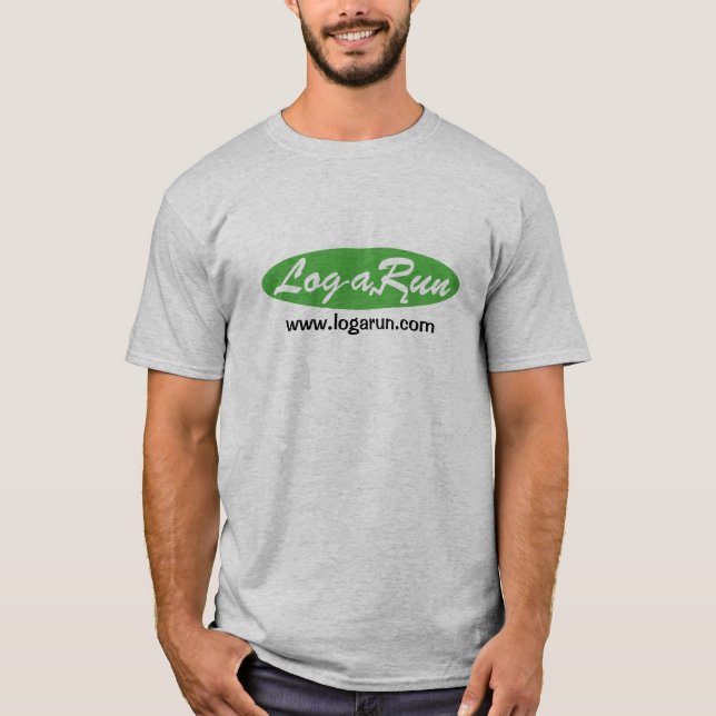 Camiseta del gris del logotipo de Logarun (Anverso)