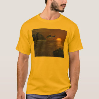 Camiseta del helicóptero de la puesta del sol