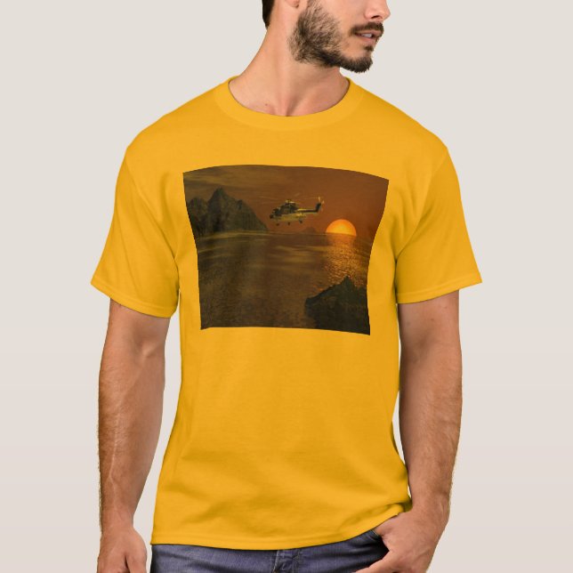 Camiseta del helicóptero de la puesta del sol (Anverso)