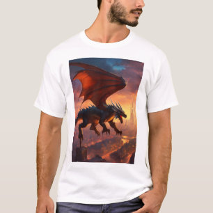 camiseta del hombre volador del dragón medieval