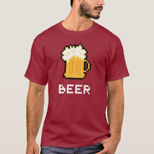 Camiseta del icono del pixel de la cerveza