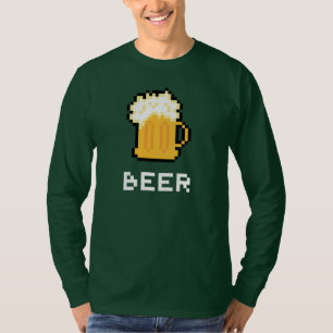 Camiseta del icono del pixel de la cerveza del dí