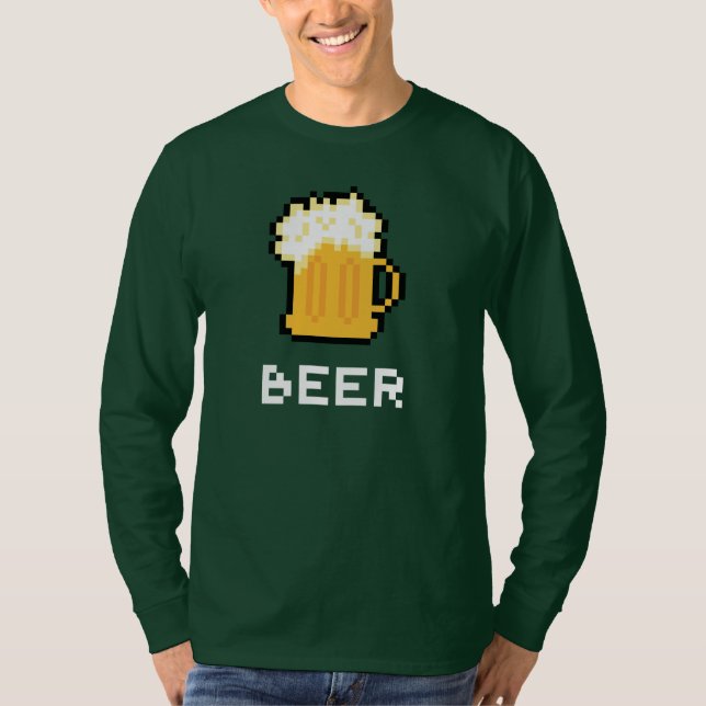 Camiseta del icono del pixel de la cerveza del día (Anverso)
