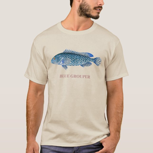 Camiseta del Ilustracion de pescado del grupo azul (Anverso)