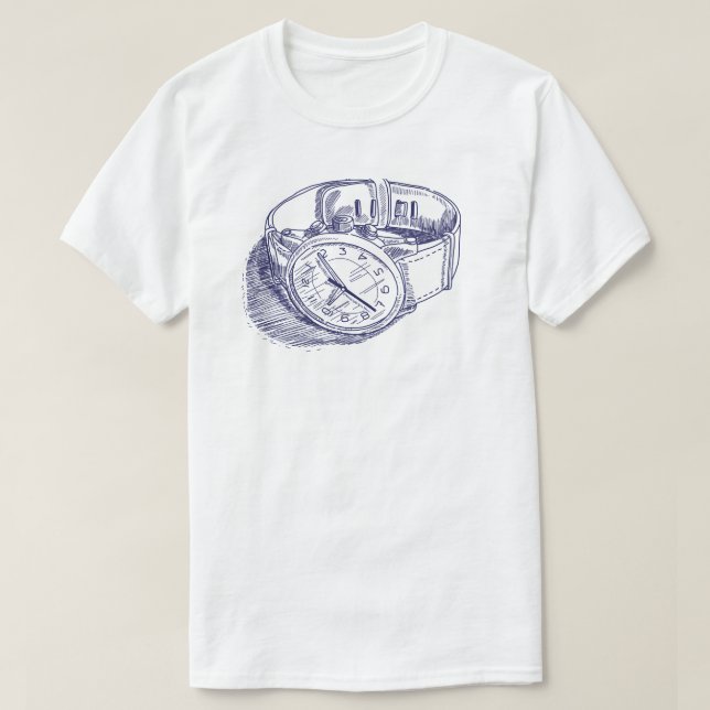 Camiseta del ilustracion del reloj del vintage (Diseño del anverso)
