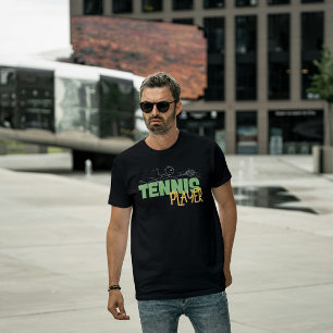 Camiseta del jugador de tenis en buceo divertida p