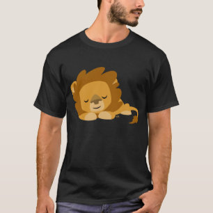 Camiseta del león del dibujo animado el dormir