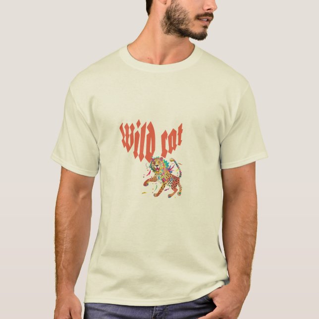 Camiseta del leopardo arcoiris "gato salvaje" (Anverso)