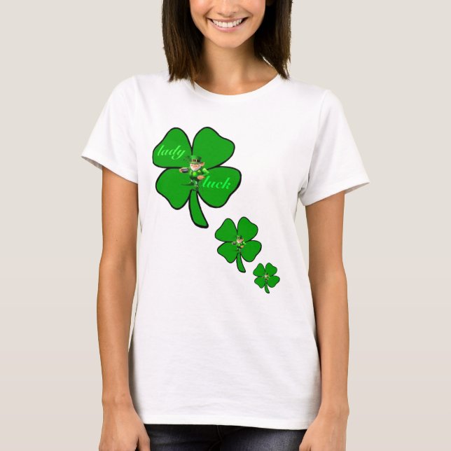 Camiseta del leprecon del trébol de la hoja de la (Anverso)