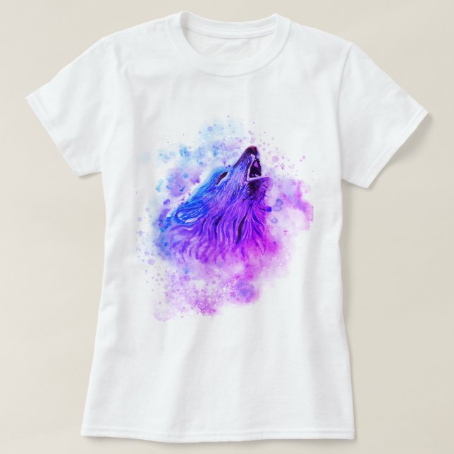 Camiseta del lobo de la acuarela (Diseño del anverso)