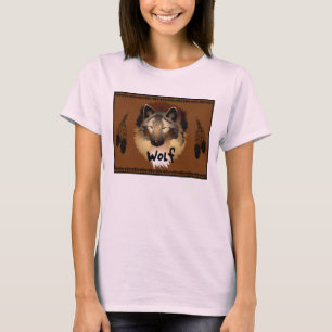 Camiseta del lobo del nativo americano