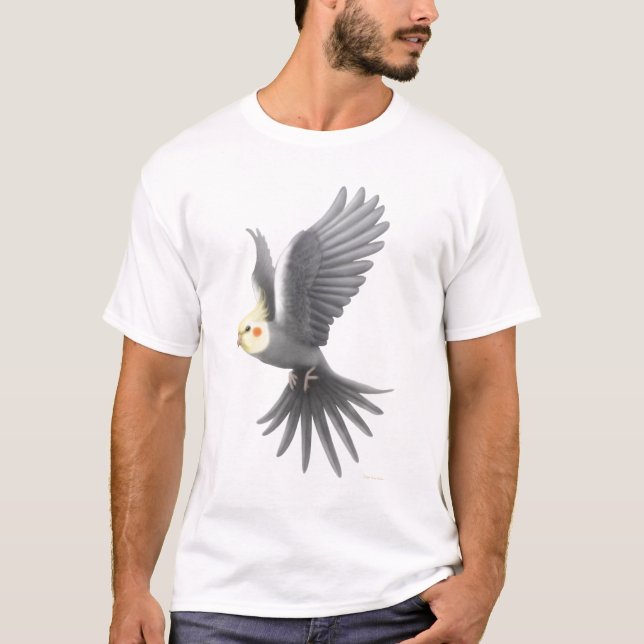 Camiseta del loro del Cockatiel del vuelo (Anverso)