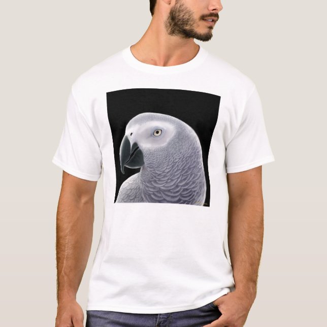 Camiseta del loro del gris africano (Anverso)