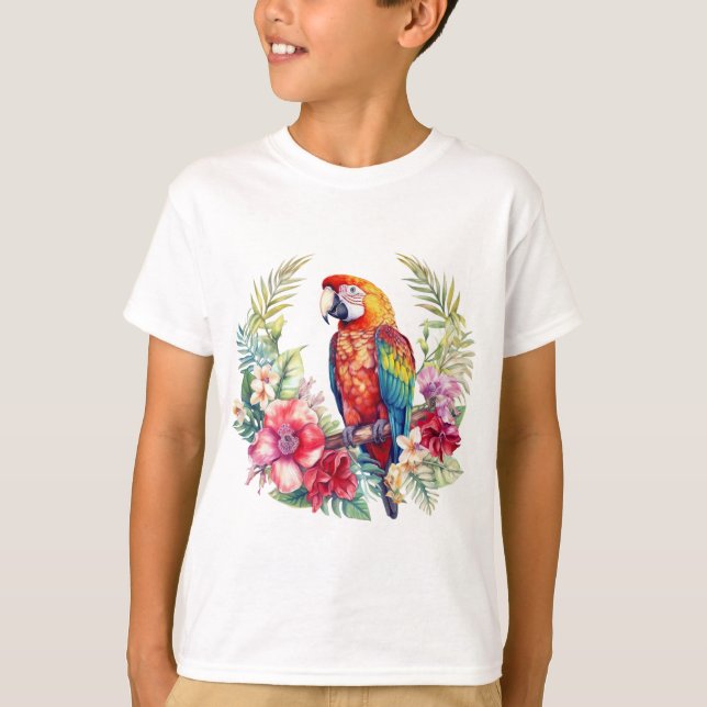Camiseta del loro tropical de Macaw (Anverso)