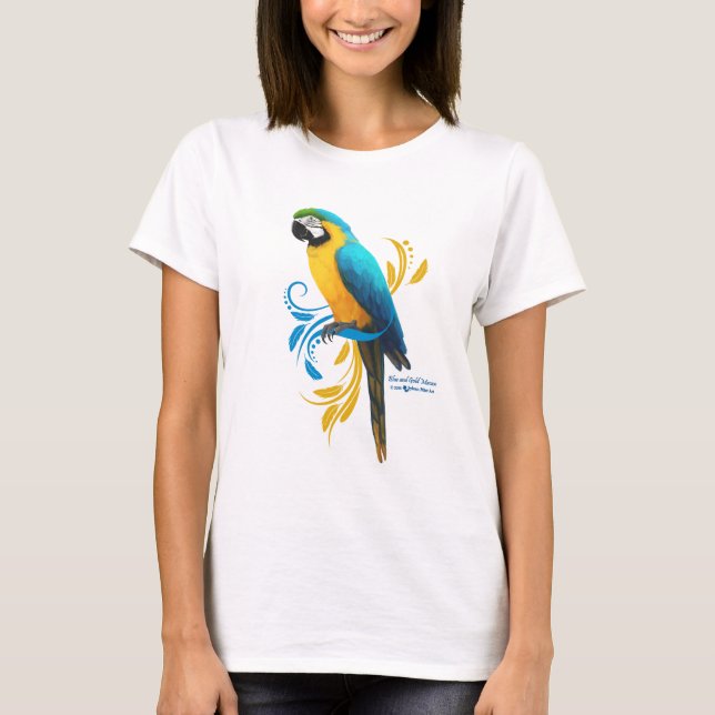 Camiseta del Macaw del azul y del oro (Anverso)