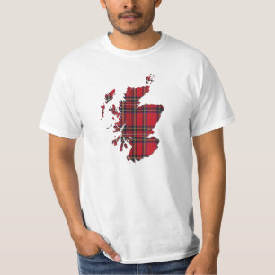 Camiseta del mapa de Escocia del tartán