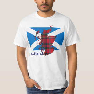Camiseta del mapa de Escocia Saltire del tartán
