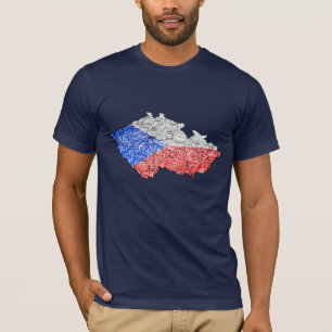 Camiseta del mapa de flagcolor checo