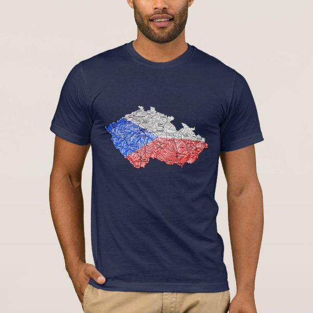 Camiseta del mapa de flagcolor checo (Anverso)