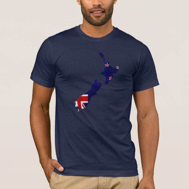 Camiseta del mapa de la bandera de Nueva Zelanda (Anverso)