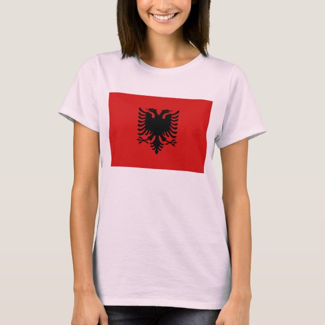 Camiseta del mapa de la bandera x de Albania (Anverso)