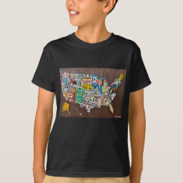 Camiseta del mapa de la placa de la licencia (niño